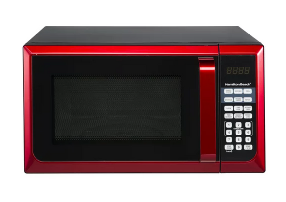 Hamilton Beach 0.9 cu. ft. Countertop Microwave Oven, 900 Watts, Red Stainless Steel