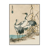 24" H x 18" W x 2" D Blue/Beige/Brown 'Oriental Crane II' Graphic Art Print on Wrapped Canvas