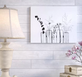 Black Flowers on White Background' - Wrapped Canvas Photographic Print on Canvas