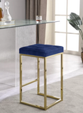 Akash 26.5" Bar Stool-Navy Velvet/Gold(Set of 2)