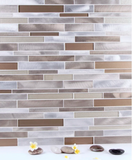 Twilight Random Sized Linear Mosaic Tile-Grey/Beige
