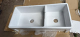 Whitehaus 42" large reversible double bowl fireclay kitchen sink WHQDB5542-WHITE