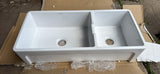 Whitehaus 42" large reversible double bowl fireclay kitchen sink WHQDB5542-WHITE