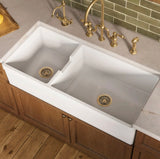 Whitehaus 42" large reversible double bowl fireclay kitchen sink WHQDB5542-WHITE