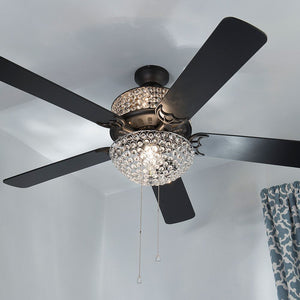 Style at Home with Margie 52" Double Lit Glass Crystal Ceiling Fan w/ Remote
