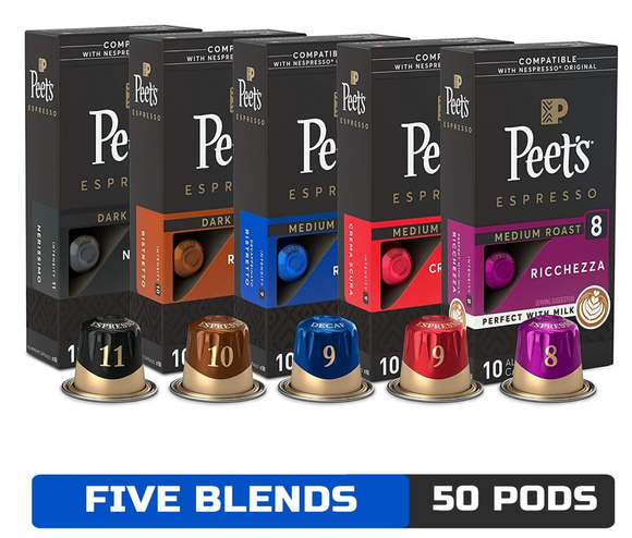 Peet's Coffee Gifts, Espresso Coffee Pods Variety Pack - 50 Count