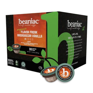 Beaniac, Flavor Freak Madagascar Vanilla Flavored, Light Roast, 30 Pods
