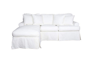 Sunset Trading Horizon Sleeper Sofa and Chaise-Slip Cover Set, Lily White