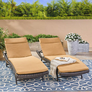 Tallulah Down Indoor/Outdoor Chaise Lounge Cushion-Carmel (set of 2)