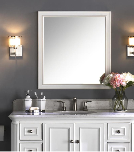 Scott Living Wrightsville 28-in White Rectangular Bathroom Mirror