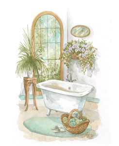 Watercolor Bath in Spa II' Painting on Canvas