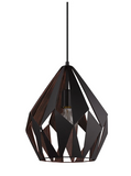 Eglo Carlton 1 - 12" Wide 1 Light Abstract Single Pendant with Cut-Out Style Shade-Black/Copper