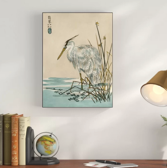 Oriental Crane I' Graphic Art Print on Wrapped Canvas