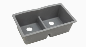 Elkay Quartz Classic 33 X 20 X 9-1-2 Double Bowl Undermount Sink With Aqua Divide Greystone