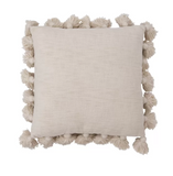Interlude Luxurious Square Cotton Pillow Cover and Insert - Cream Color