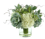 August Grove Hydrangeas Floral Arrangement in Glass Vase