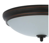 Commercial Electric 13 in. 60-Watt Equivalent Oil-Rubbed Bronze Integrated LED Flush Mount with White Glass Shade