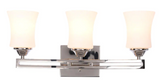 Hampton Bay Landon 3-Light Polished Nickel Vanity Light with Dual Bar and Frosted Glass Shades