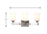Hampton Bay Landon 3-Light Polished Nickel Vanity Light with Dual Bar and Frosted Glass Shades