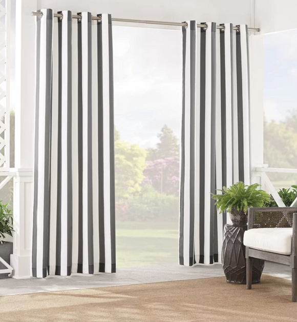 Sun N Shade Solstice Striped Room Darkening Grommet Single Curtain Panel, Gray- 52