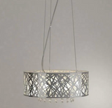 Home Decorators Collection 7-Light Mirrored Stainless Steel Pendant with Laser Cut Mirrored Shade and Crystal Drops