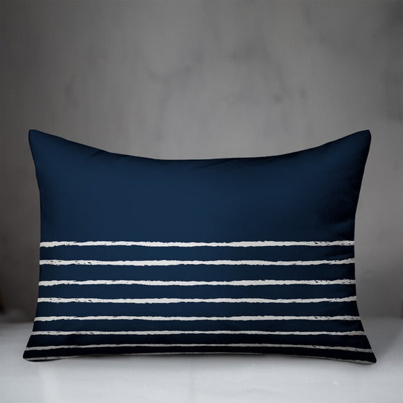 Stas Sketch Stripes Lumbar Pillow, Navy