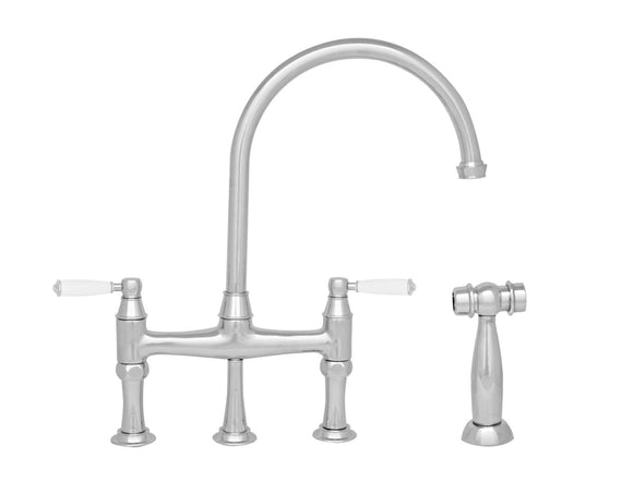 Queenhaus Double Handle Kitchen Faucet with Side Spray