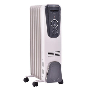 1500-Watt Electric Oil Filled Radiator Space Heater 5.7 Fin Thermostat Room Radiant
